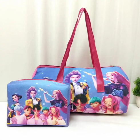 Personalized Printed Duffle Bag with Box Pouch Combo for Kids