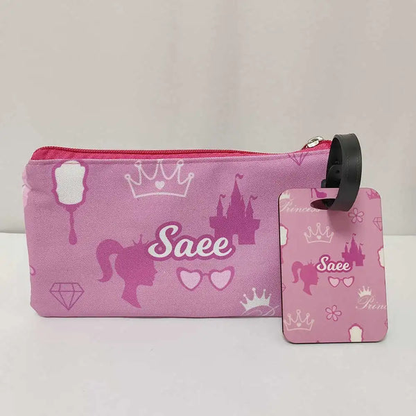 Personalized Printed Pencil Pouch with Luggage Tag Combo for Kids