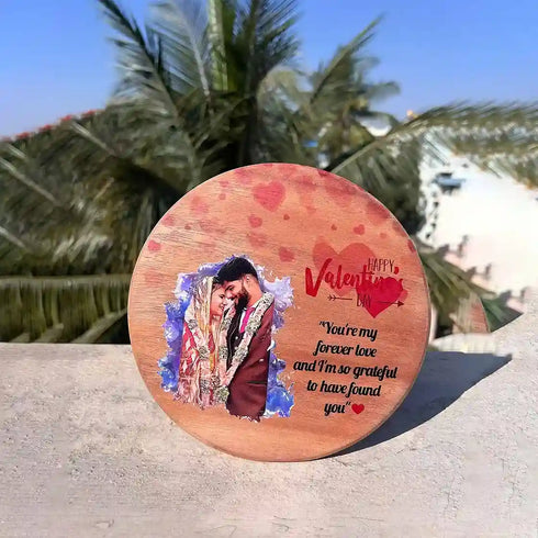Personalized Round Shape Wooden Artistic Frame | Valentine Gifts