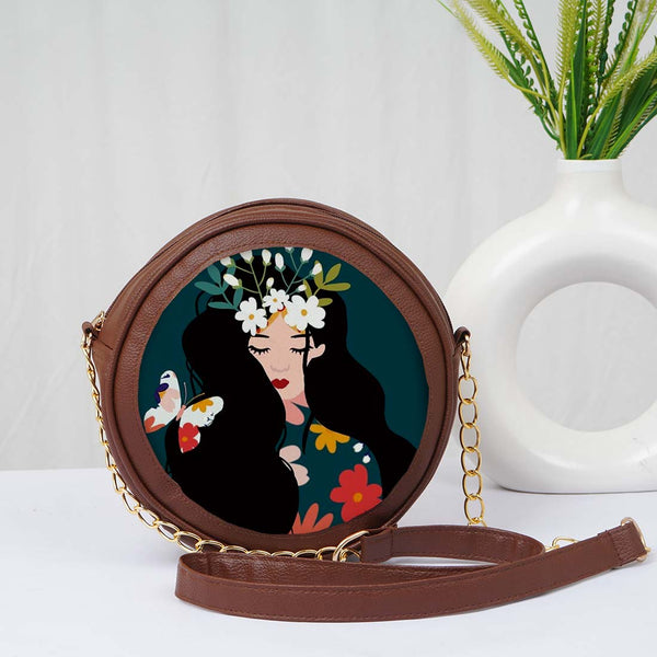 Personalized Round Sling Bag for Fashionistas - Uncommongifts.in