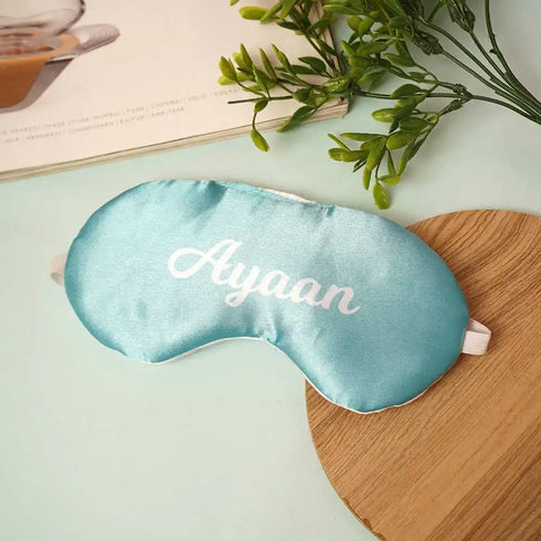 Personalized Satin Printed Eye Mask - Blue