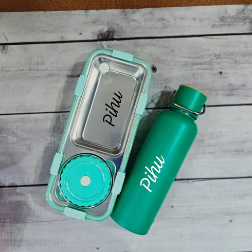 Personalized Seal Lunch Box with Steel Bottle Combo for Kids