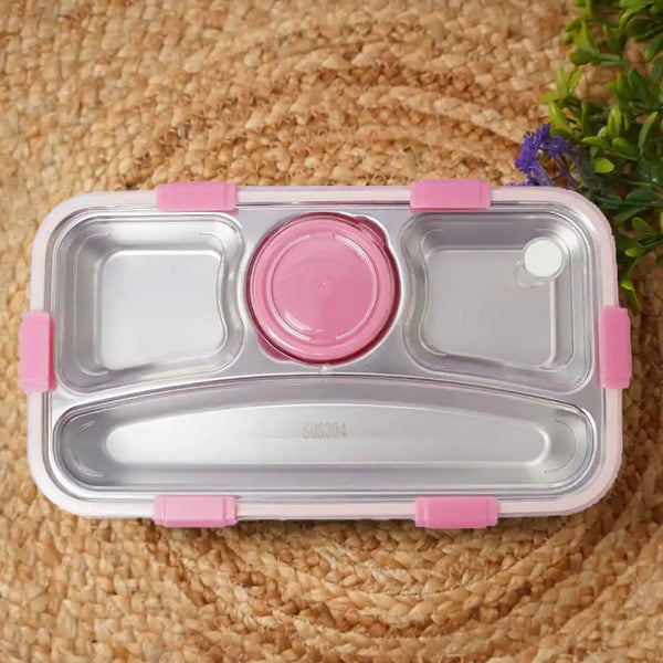 Personalized Stainless Steel Lunch Box for Kids - Pink