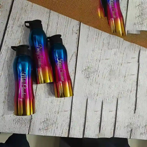 Personalized Stainless Steel Rainbow Sport Bottle