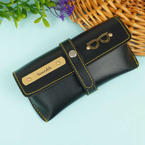 Personalized Sunglass Case With Charms - Black - Uncommongifts.in