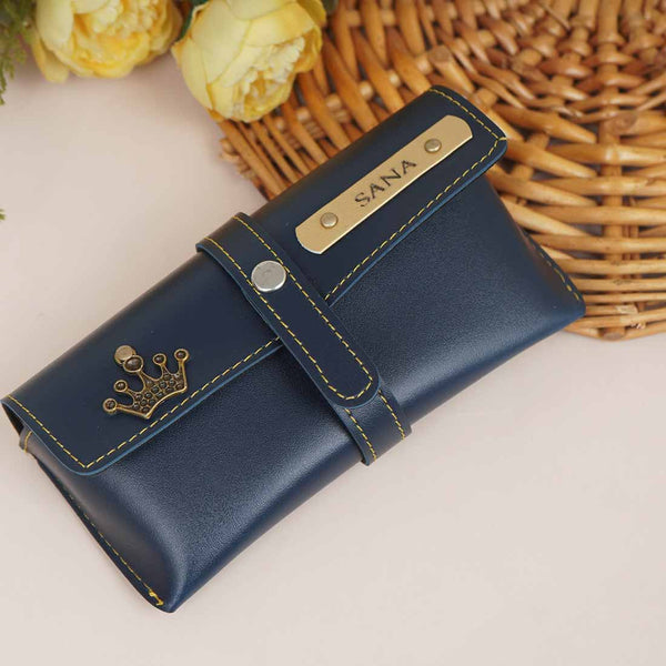 Personalized Sunglass Case With Charms - Navy Blue - Uncommongifts.in