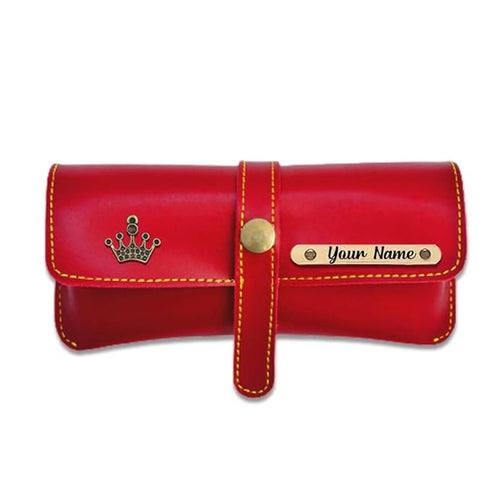 Personalized Sunglass Case With Charms - Red - Uncommongifts.in