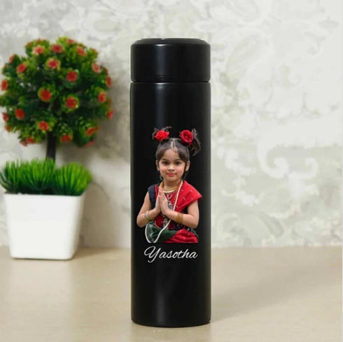 Personalized Temperature Bottle With Photo - Black