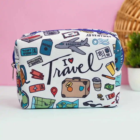 Personalized Travel Printed Neck Pillow with Box Pouch Combo for Kids