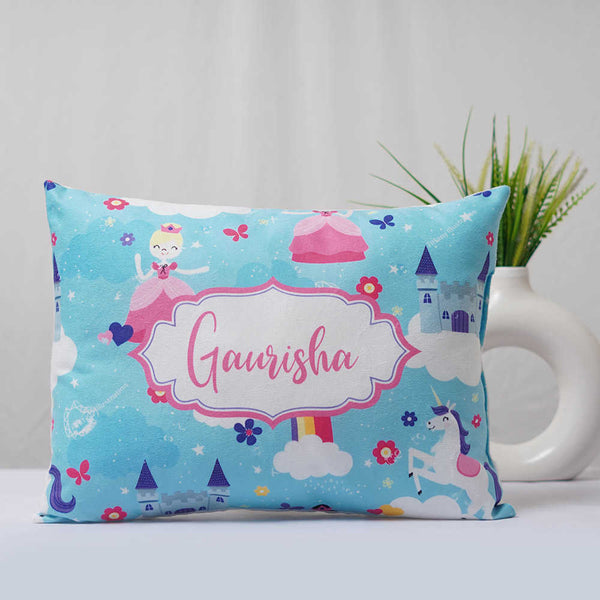 Personalized Unicorn Blue Printed Pillow