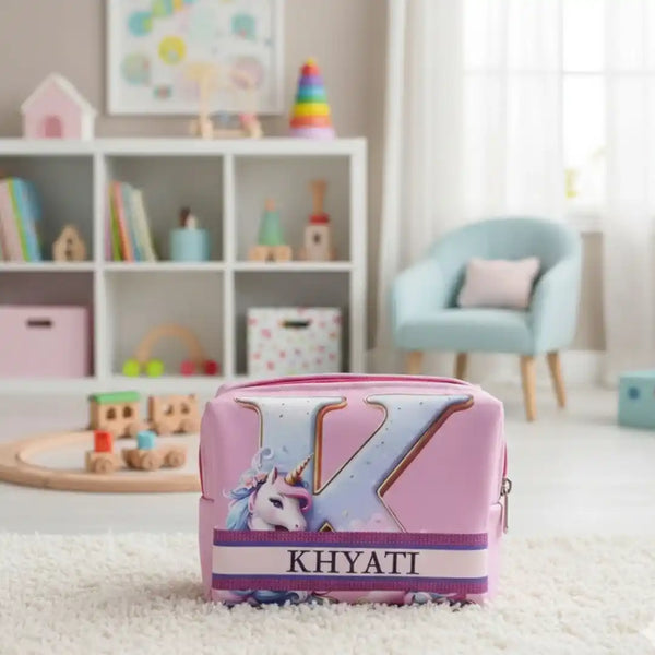 Personalized Unicorn Printed Box Pouch for Kids