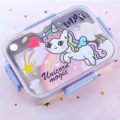 Personalized Unicorn Steel Compartment Lunch Box for Kids