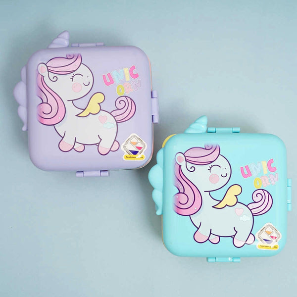 Personalized Unicorn Theme Steel Compartment Lunch Box for Kids