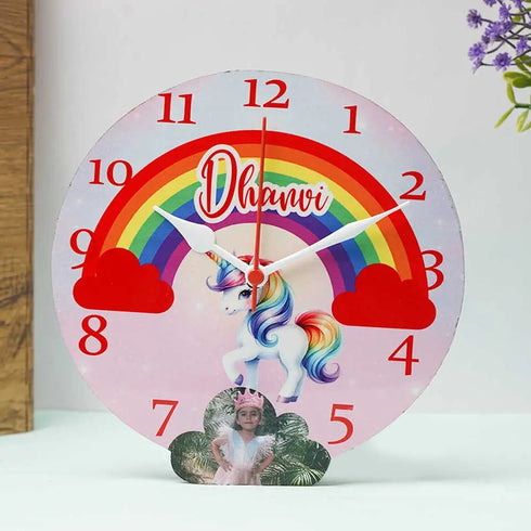 Personalized Unicorn Wall Clock for Kids