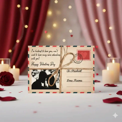 Personalized Wooden Postcard for Valentine's Day