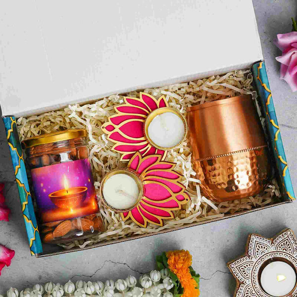 Copper Glass Diwali Gift Combo