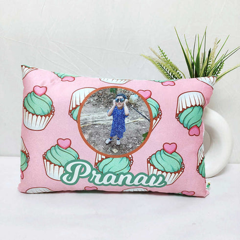 Personalized Cupcake Printed Kids Photo Pillow