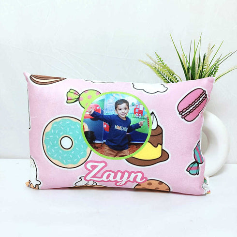 Personalized Donut Printed Kids Photo Pillow