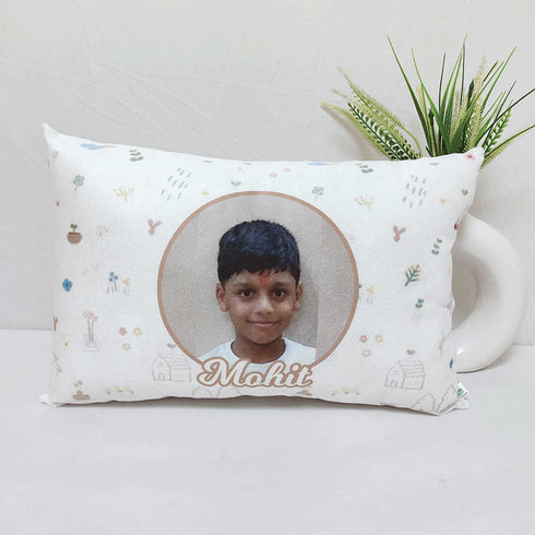Personalized Floral Printed Kids Photo Pillow