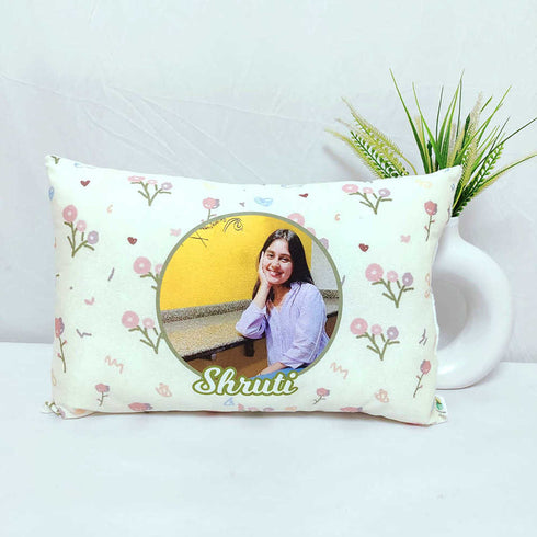 Personalized Floral Printed Kids Photo Pillow
