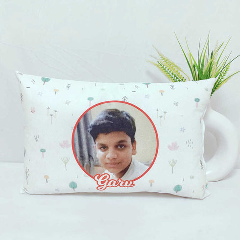 Personalized Floral Printed Kids Photo Pillow
