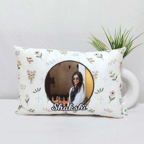 Personalized Floral Printed Photo Pillow