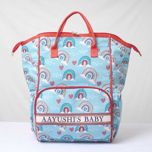 Personalized Hearts Printed Diaper Bag