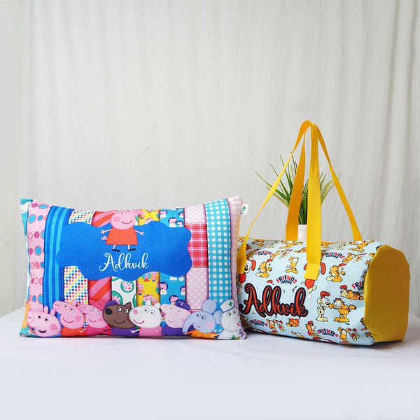 Personalized Kids Pillow & Duffle Bag Gift Combo