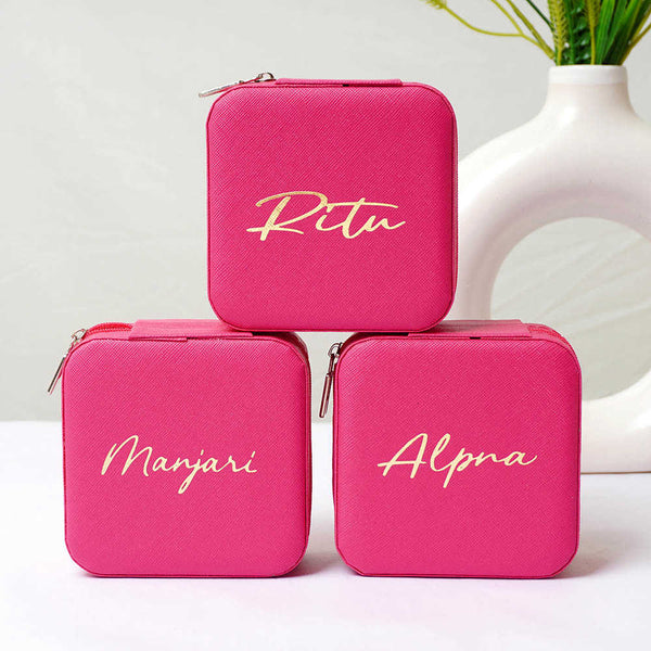 Personalized Organizer Jewellery Box for Women - Dark Pink