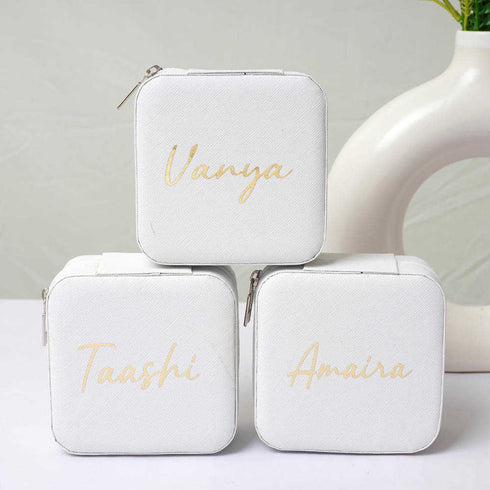 Personalized Organizer Jewellery Box for Women - White