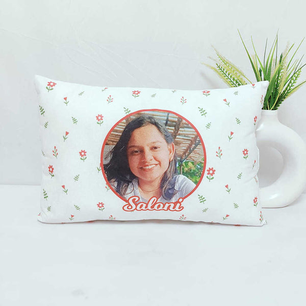 Personalized Red Floral Printed Photo Pillow