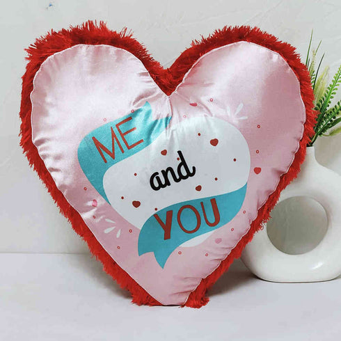Personalized Red Fur Heart Pillow