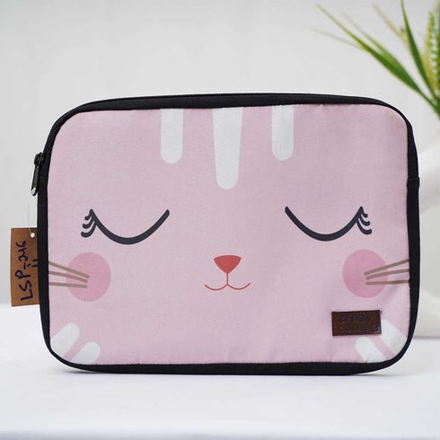 Pink Cat Printed Laptop Sleeve/Cover 11 inch