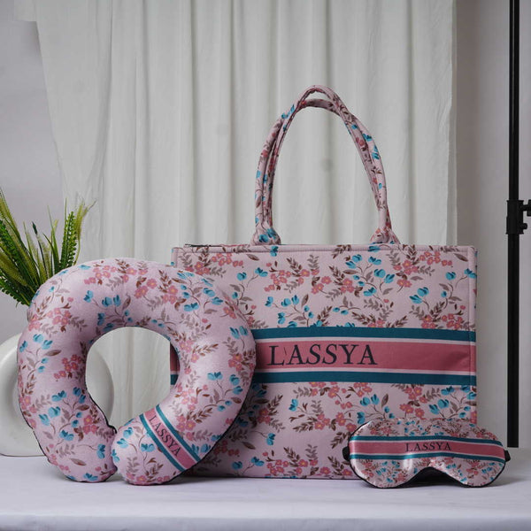 Pink Floral Personalised Combo Gift Set - Uncommongifts.in