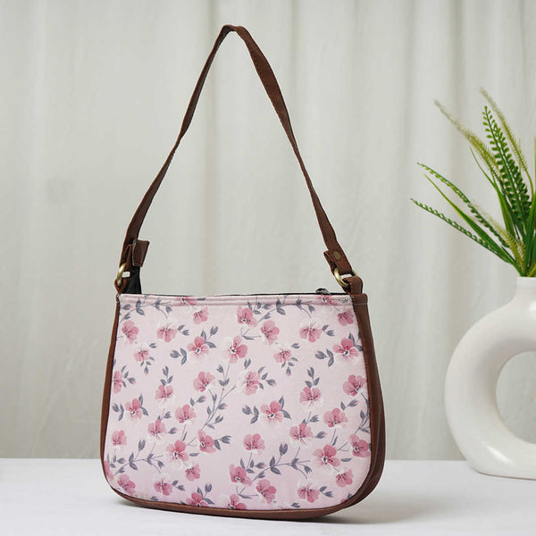 Pink Floral Printed Shoulder Bag - Uncommongifts.in
