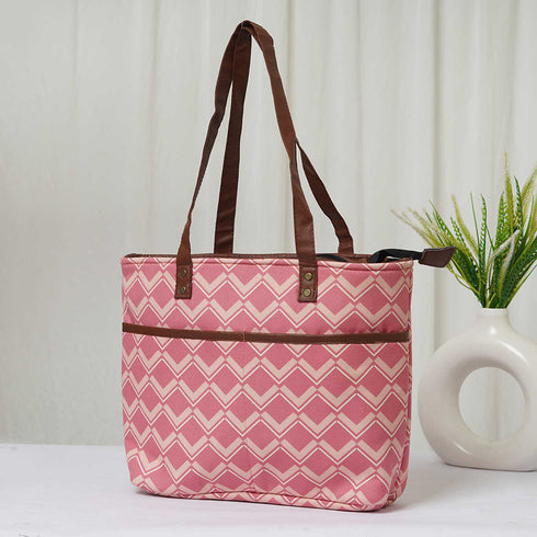 Pink Printed Canvas Shoulder Bag Handbag - Uncommongifts.in