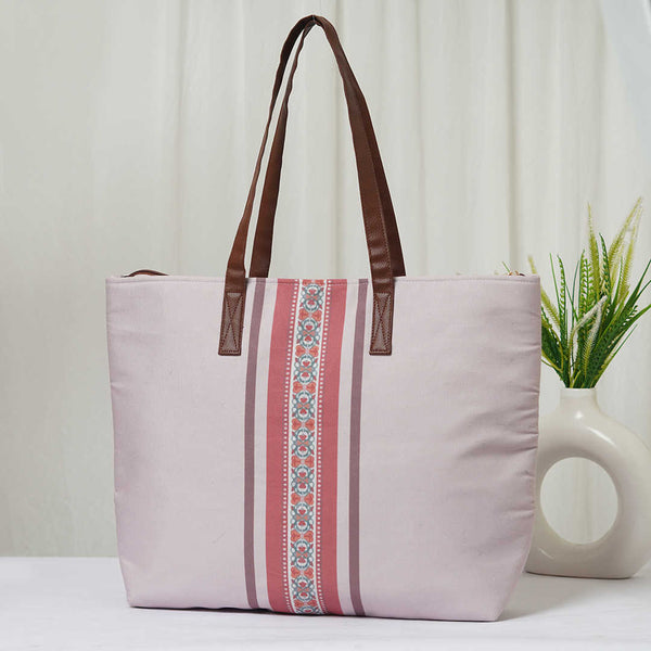 Pink Strap Printed Canvas Shoulder Bag Handbag - Uncommongifts.in