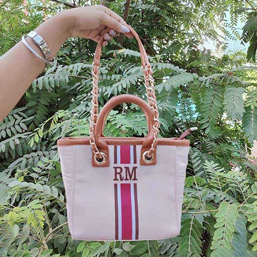Pink Strap Printed Personalised Luna Handbag