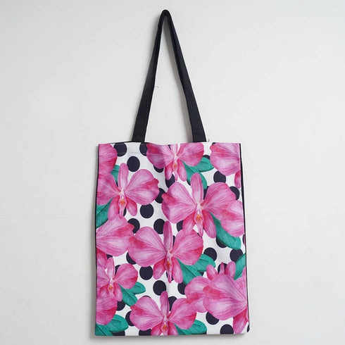 Pink Floral Printed Tote Bag