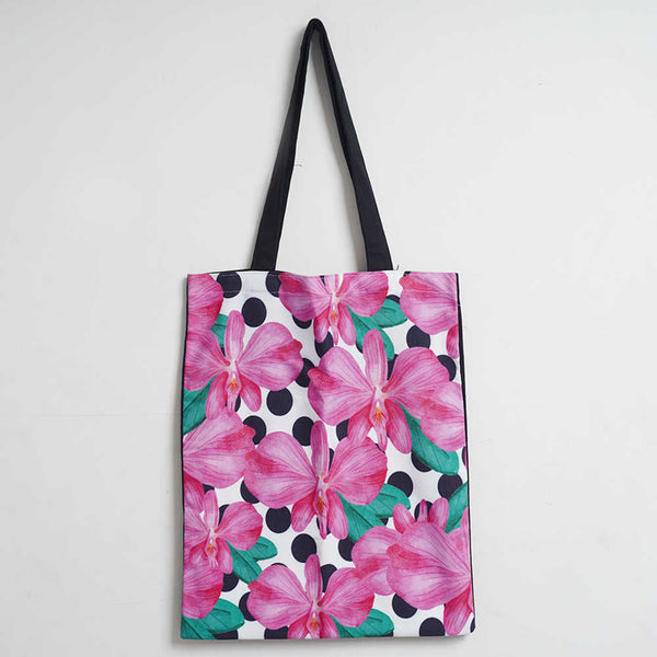 Pink Floral Printed Tote Bag