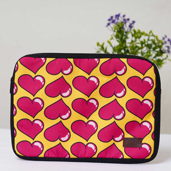 Pink Hearts Printed Laptop Sleeve/Cover 11 inch