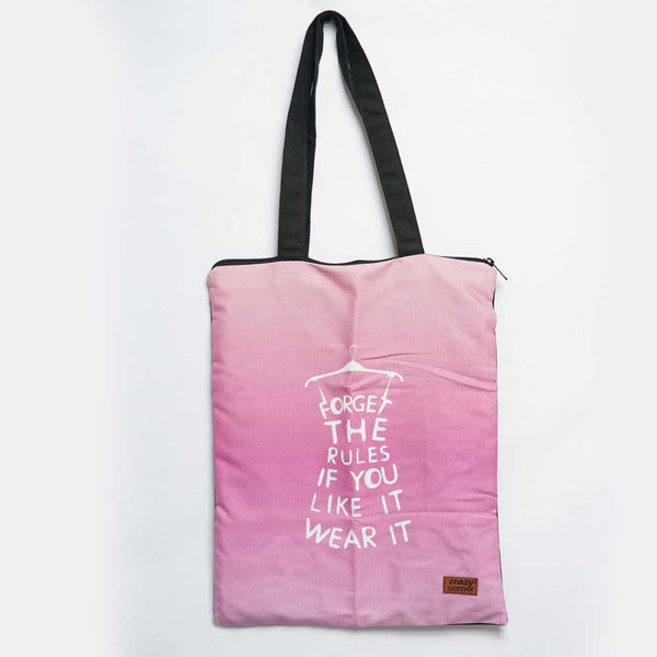 Pink Printed Tote Bag