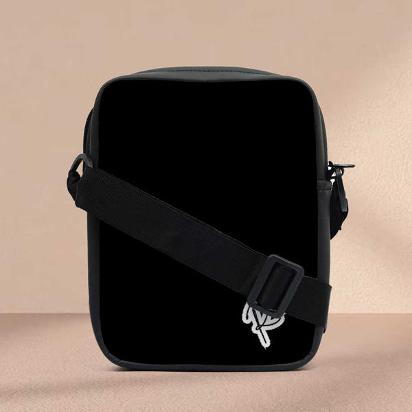 Plain Black Print Personalised Men Sling Bag - Uncommongifts.in