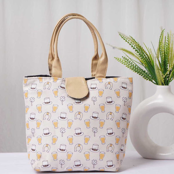 Printed Canvas Lunch Bag With Handle - Uncommongifts.in