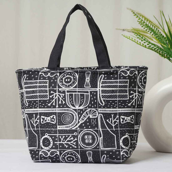 Printed Canvas Lunch Bag With Handle - Uncommongifts.in