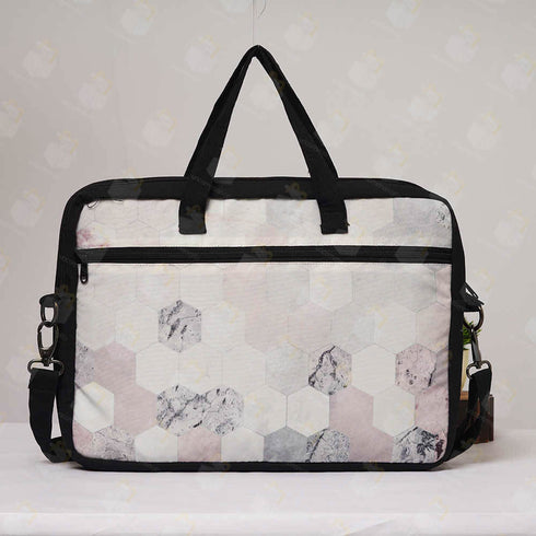 White Printed Canvas Laptop Bag - 15.6 inch