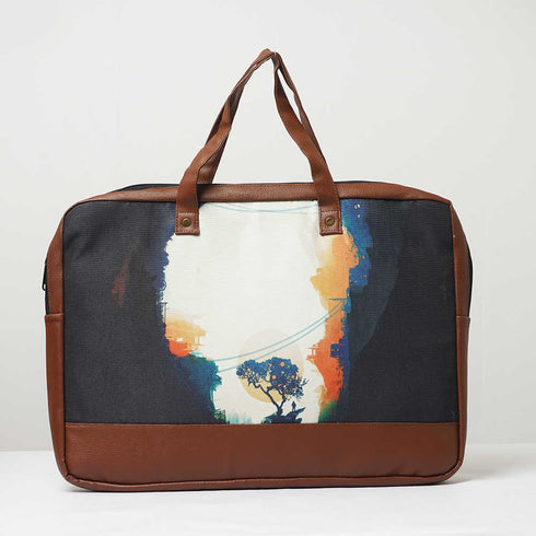 Printed Canvas & PU Laptop Bag Fit 15.6 Inch Laptop