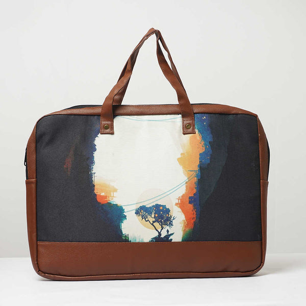 Printed Canvas & PU Laptop Bag Fit 15.6 Inch Laptop