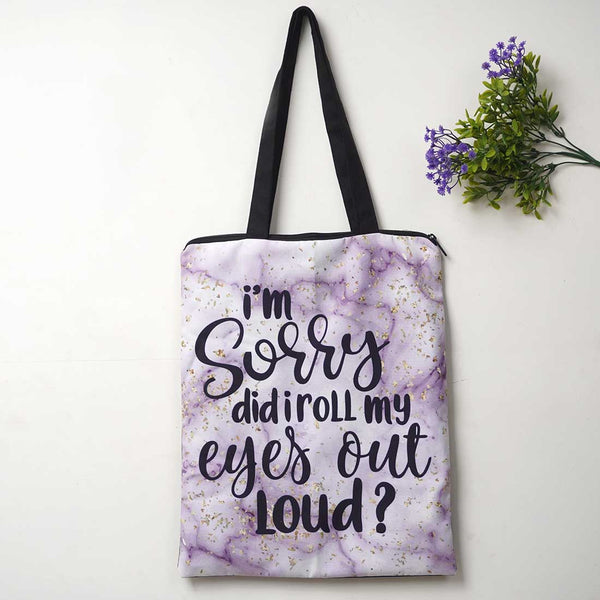 Purple Printed Tote Bag - Uncommongifts.in