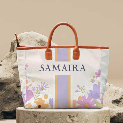 Purple Strap Printed Personalised Luna Handbag
